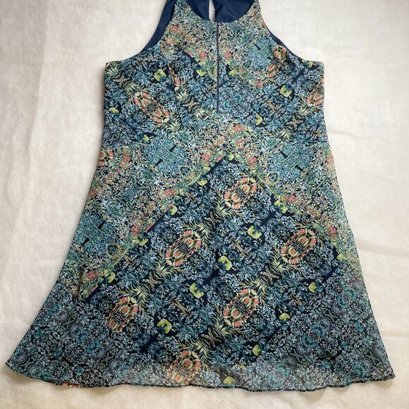 BCBGeneration Womens Multicolor Lightweight Floral Mint Tea A-Line Dress Size L - Picture 1 of 14